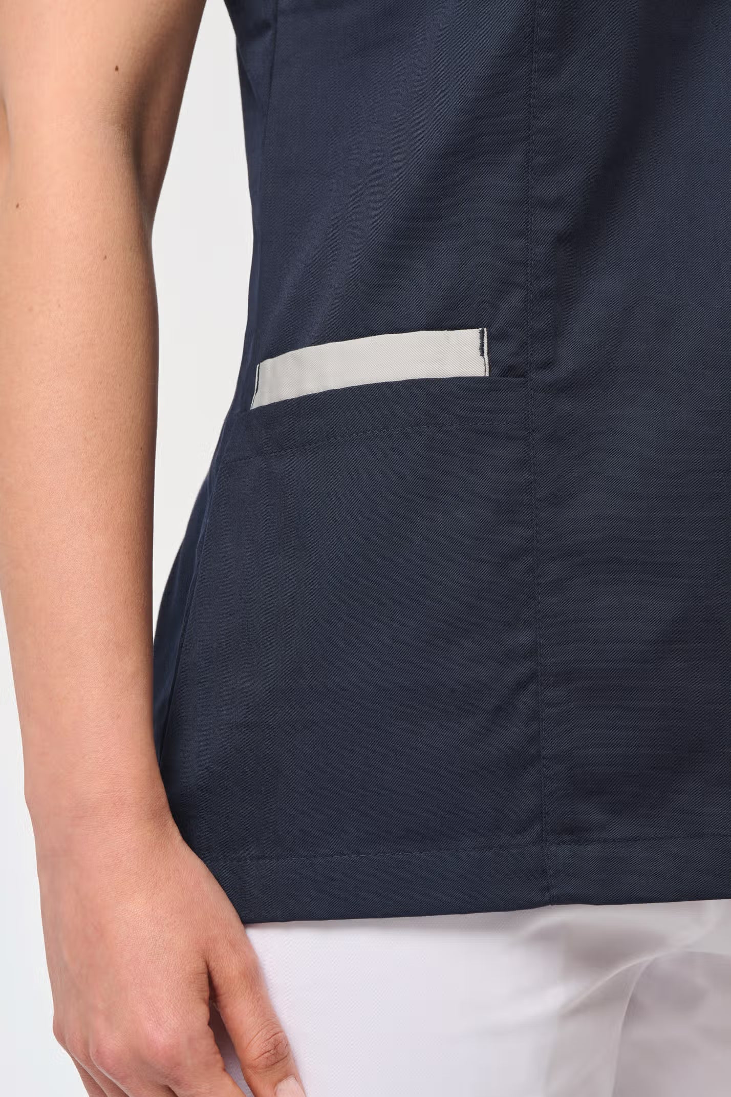 Bata poliéster/algodão com molas de pressão de senhora