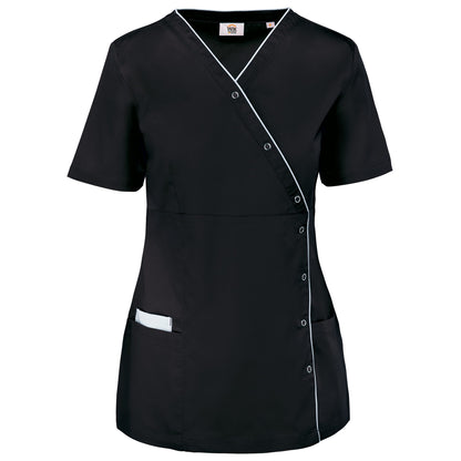 Bata poliéster/algodão com molas de pressão de senhora