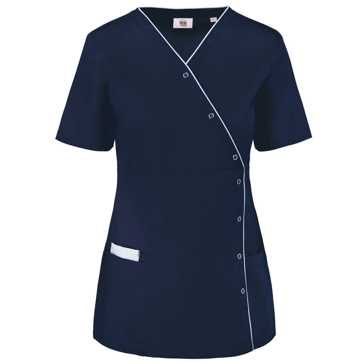 Bata poliéster/algodão com molas de pressão de senhora