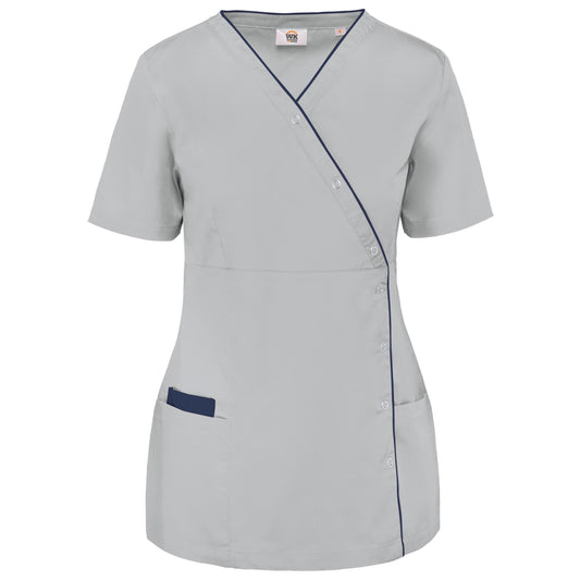 Bata poliéster/algodão com molas de pressão de senhora