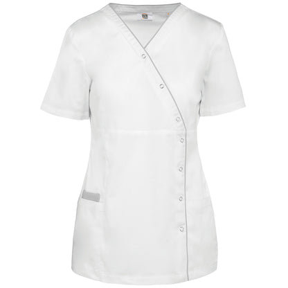 Bata poliéster/algodão com molas de pressão de senhora