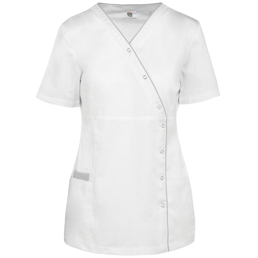 Bata poliéster/algodão com molas de pressão de senhora