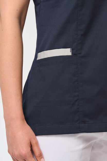 Bata poliéster/algodão com molas de pressão de senhora